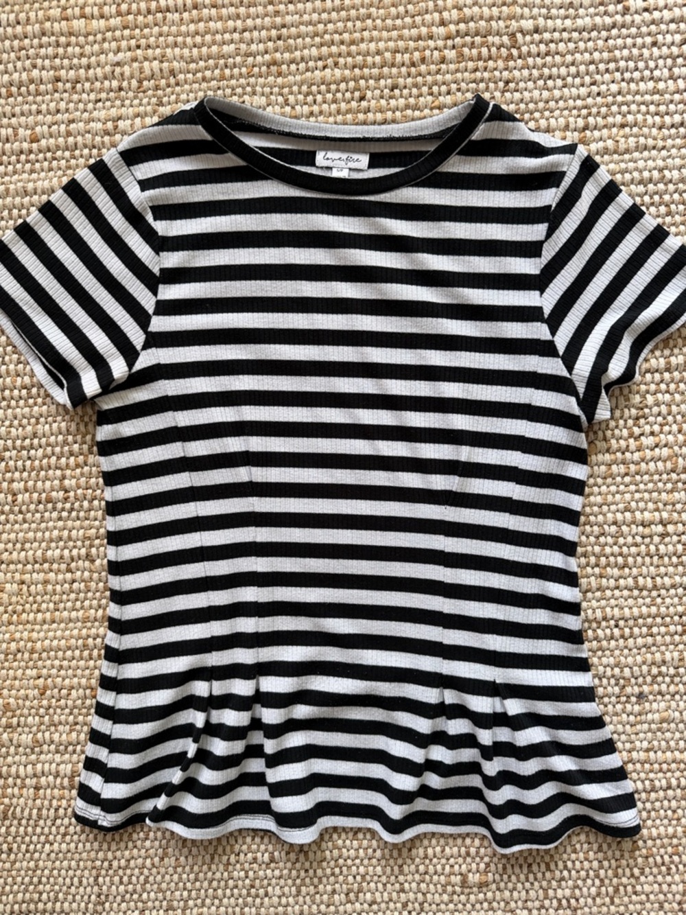 Striped Black & White Peplum Tee - women’s